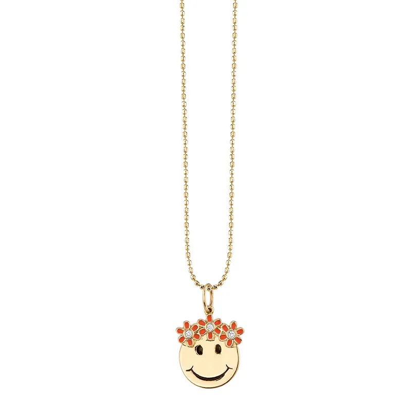 Gold & Diamond Flower Power Happy Face Charm sold by Sydney Evan product image thumbnail 3