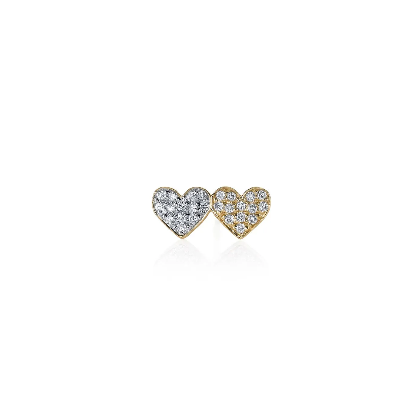 Gold & Diamond Double Heart Stud sold by Sydney Evan product image thumbnail 3