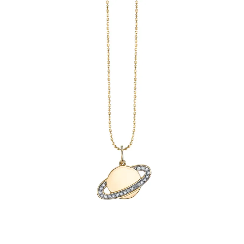 Gold & Diamond Saturn Charm made by Sydney Evan