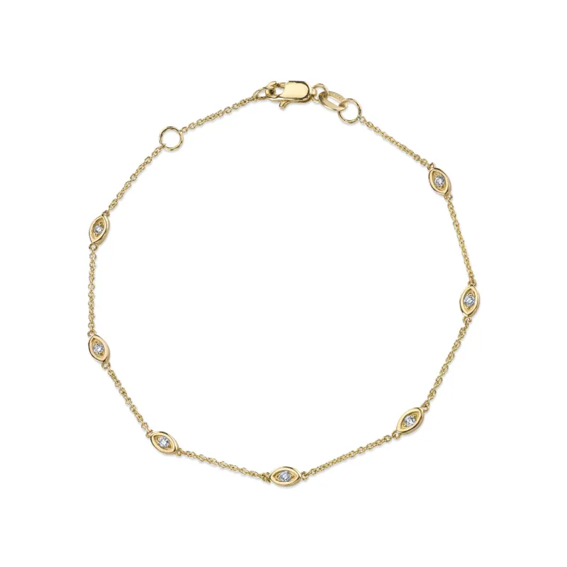 Gold & Diamond Multi Marquise Eye Bracelet made by Sydney Evan