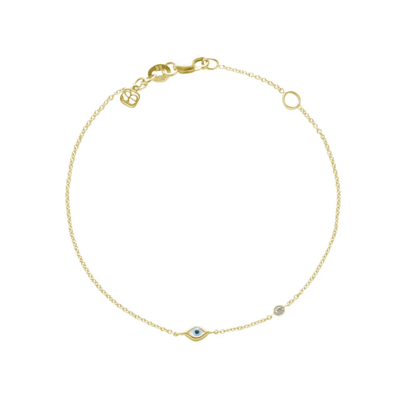 Gold Enamel Mini Eye Bracelet made by Sydney Evan
