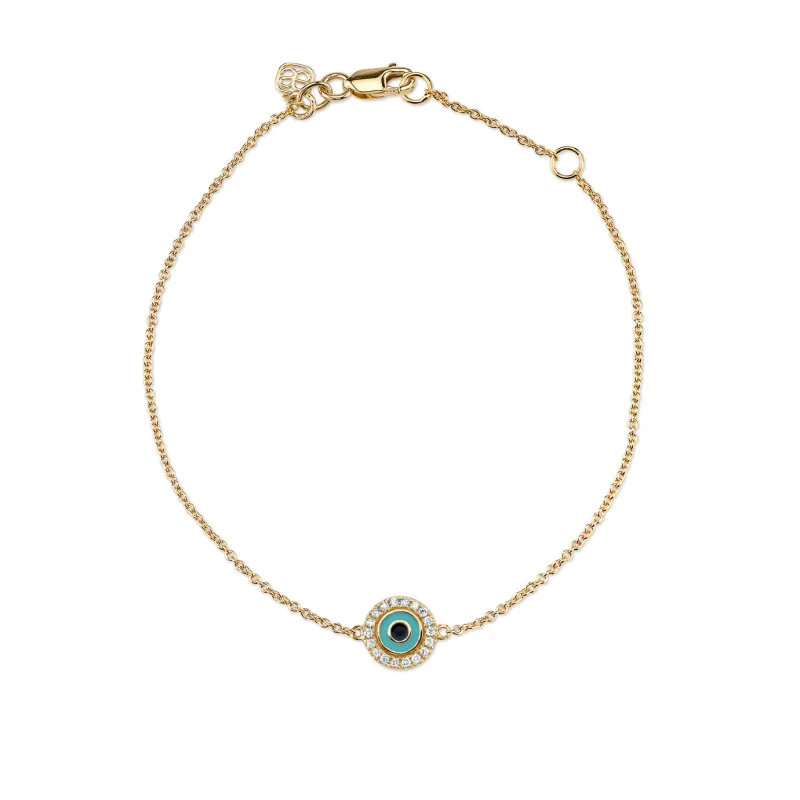 Gold & Diamond Small Enamel Eye Bracelet made by Sydney Evan