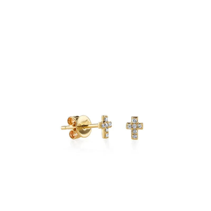 Gold & Diamond Mini Cross Stud made by Sydney Evan