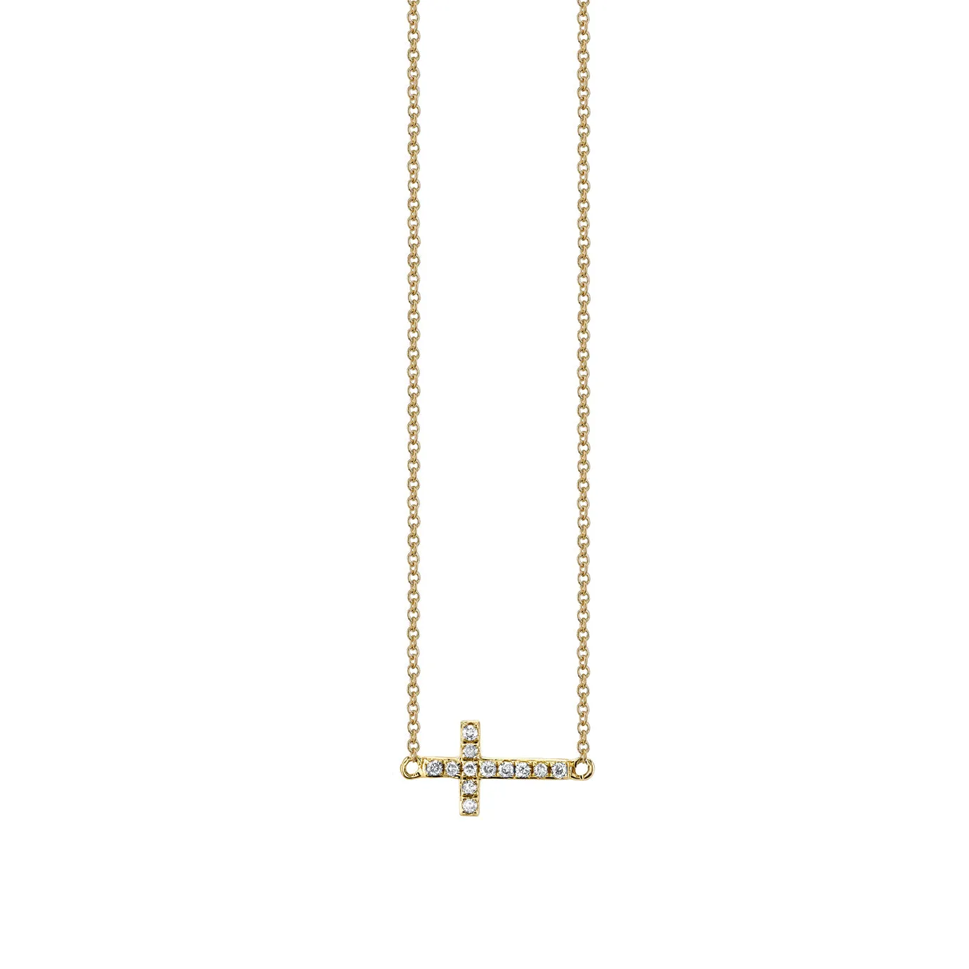 Gold & Pavé Diamond Small Sideways Cross Necklace sold by Sydney Evan
