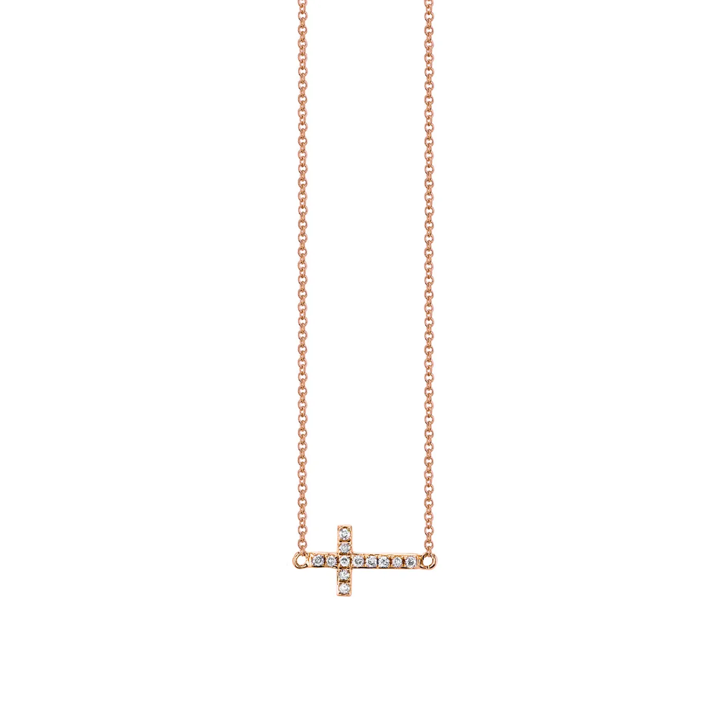 Gold & Pavé Diamond Small Sideways Cross Necklace sold by Sydney Evan product image thumbnail 4