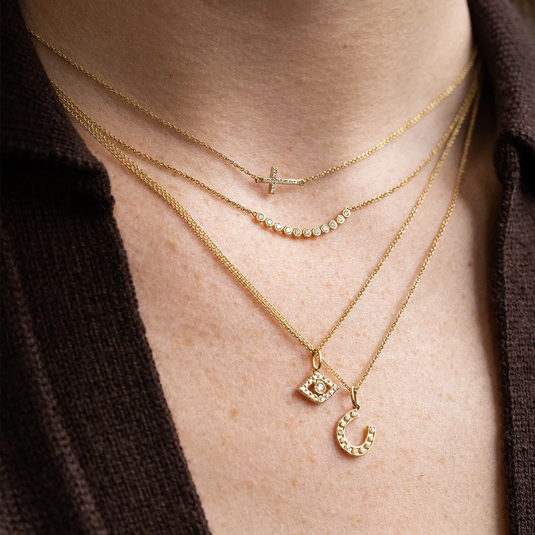 Gold & Pavé Diamond Small Sideways Cross Necklace sold by Sydney Evan product image thumbnail 2