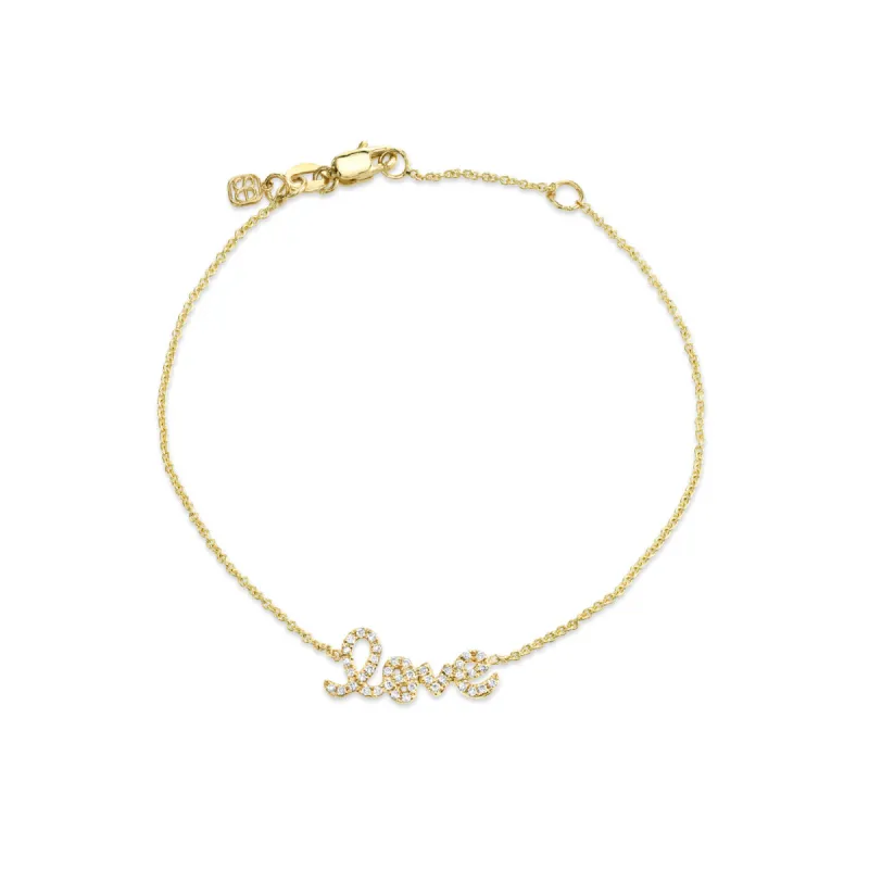 Gold & Pavé Diamond Love Bracelet made by Sydney Evan