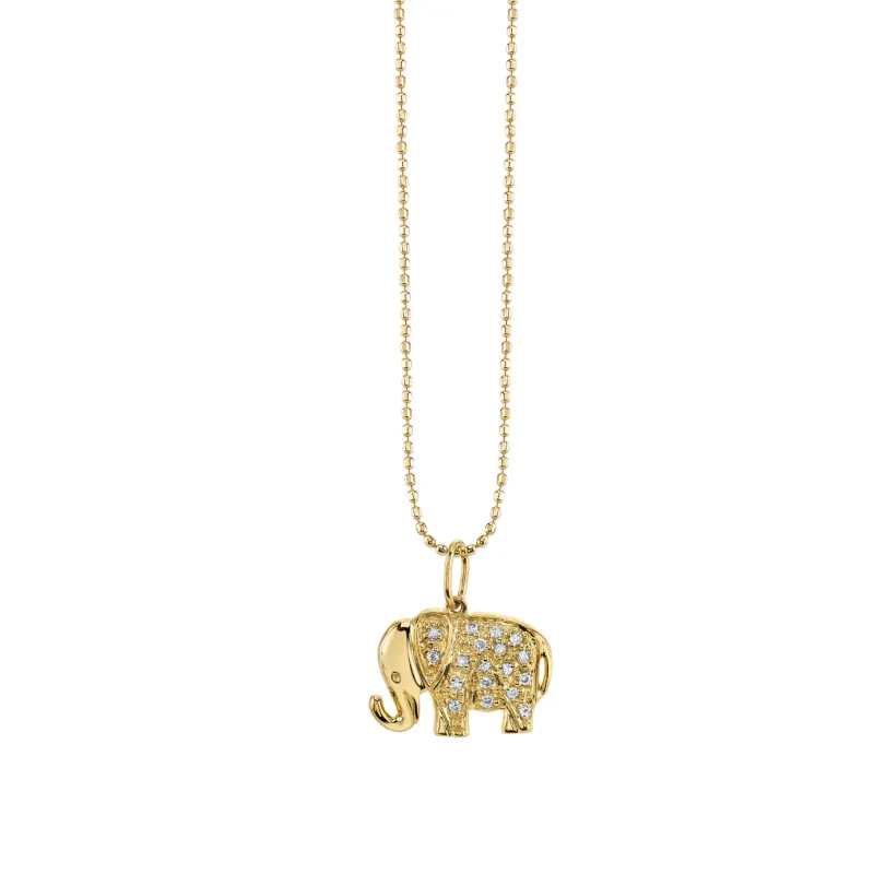 Gold & Diamond Small Elephant Charm made by Sydney Evan