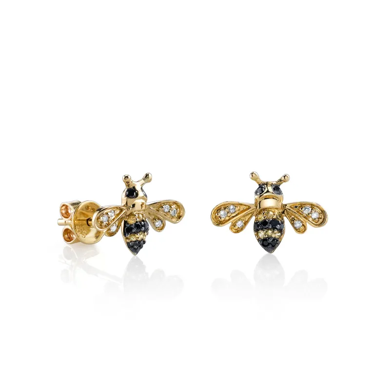 Gold & Diamond Mini Bee Stud made by Sydney Evan