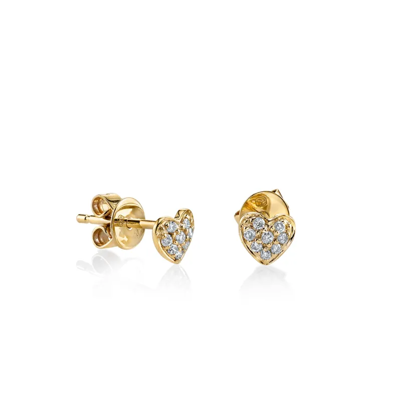 Gold & Diamond Tiny Heart Stud made by Sydney Evan