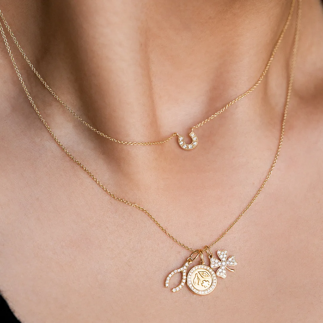 Gold & Diamond Small Clover Charm sold by Sydney Evan product image thumbnail 2