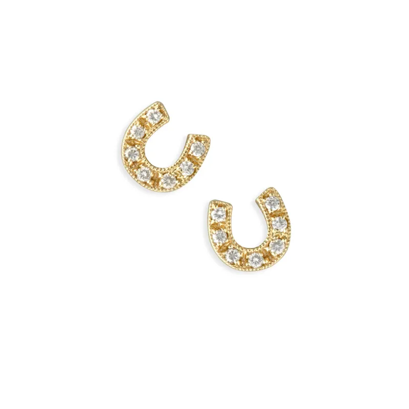Gold & Diamond Horseshoe Stud made by Sydney Evan