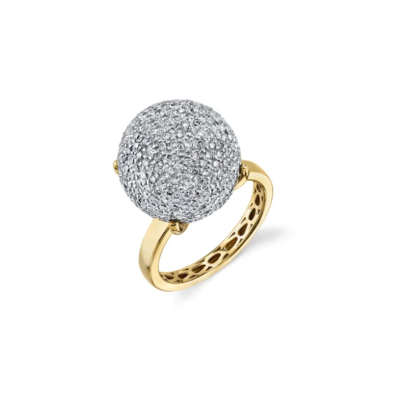 Gold & Pavé Diamond Ball Ring made by Sydney Evan