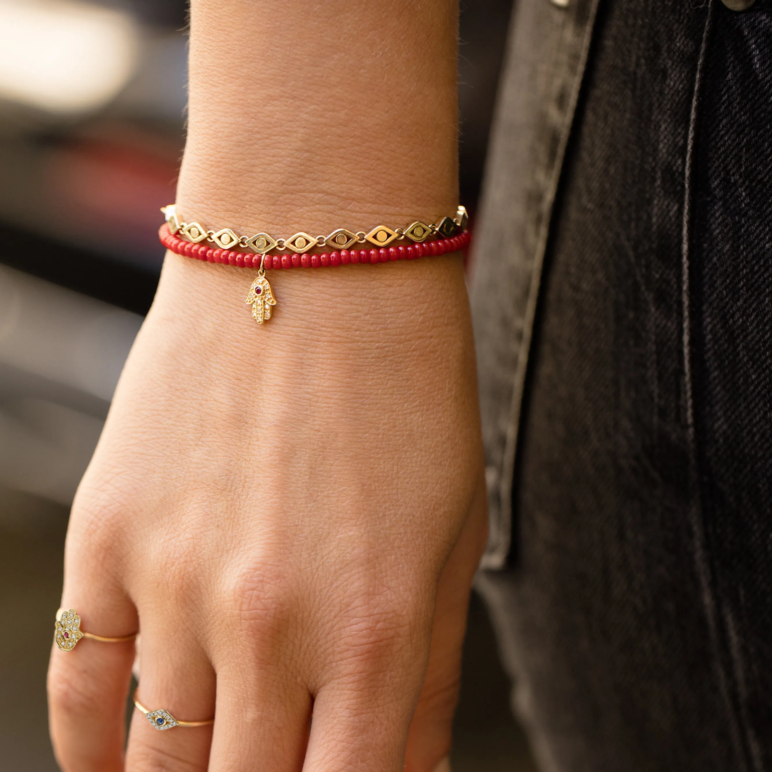 Gold & Diamond Mini Hamsa on Red Sea Bamboo sold by Sydney Evan product image thumbnail 2