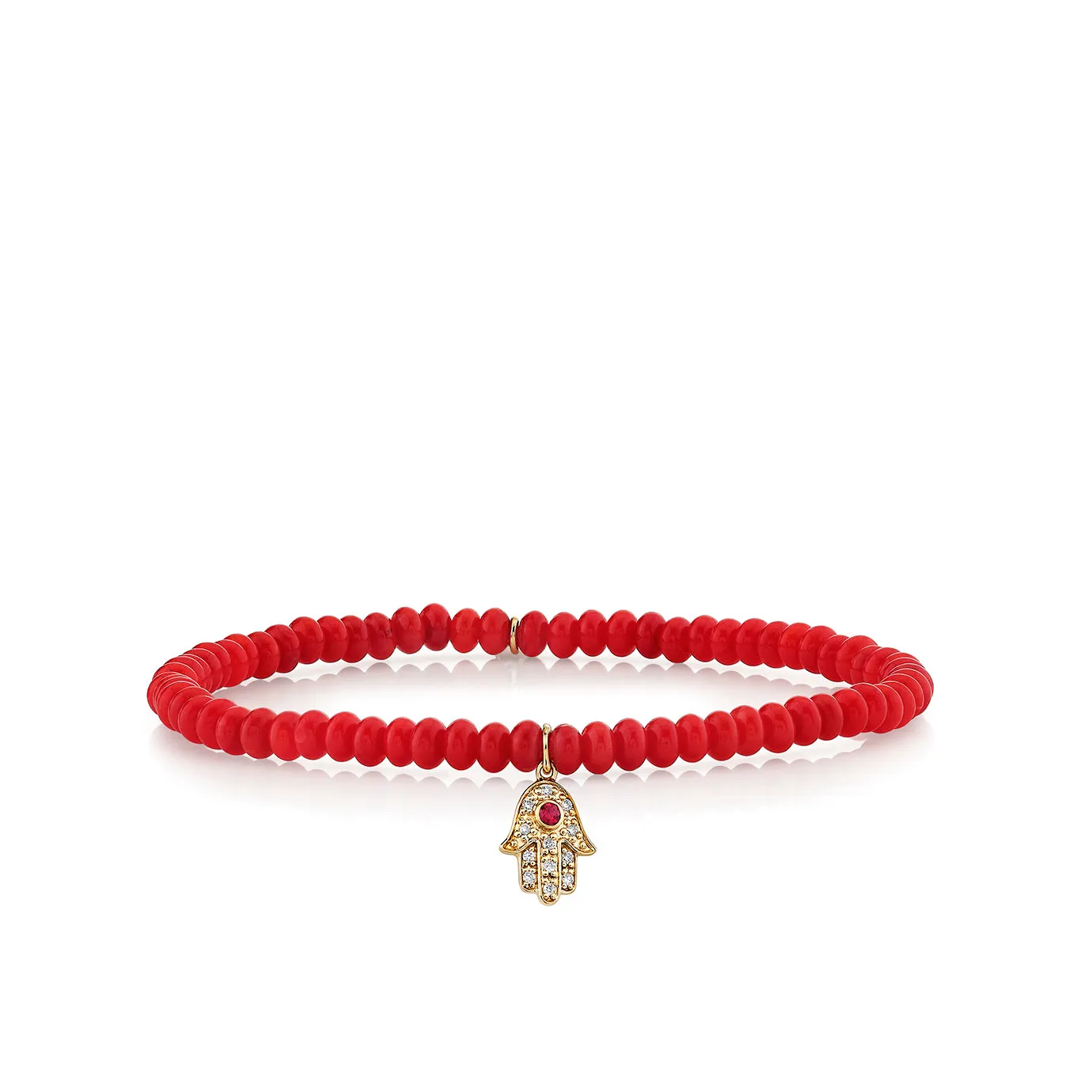Gold & Diamond Mini Hamsa on Red Sea Bamboo sold by Sydney Evan