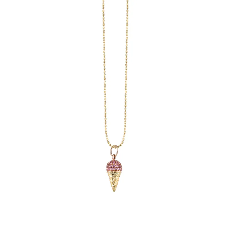 Gold & Pink Sapphire Ice Cream Charm made by Sydney Evan
