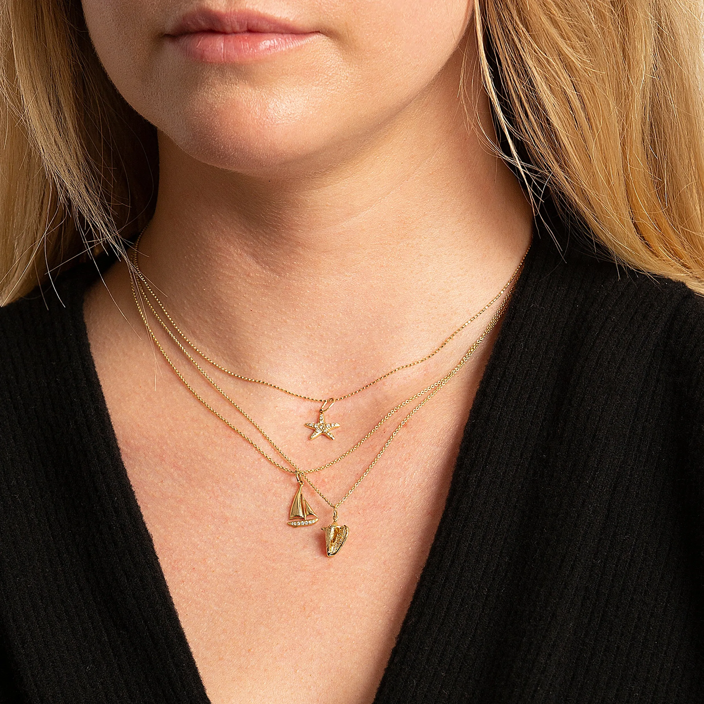 Gold & Diamond Small Starfish Charm sold by Sydney Evan product image thumbnail 2