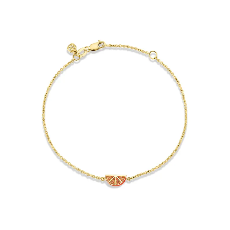 Gold & Orange Sapphire Orange Slice Bracelet made by Sydney Evan