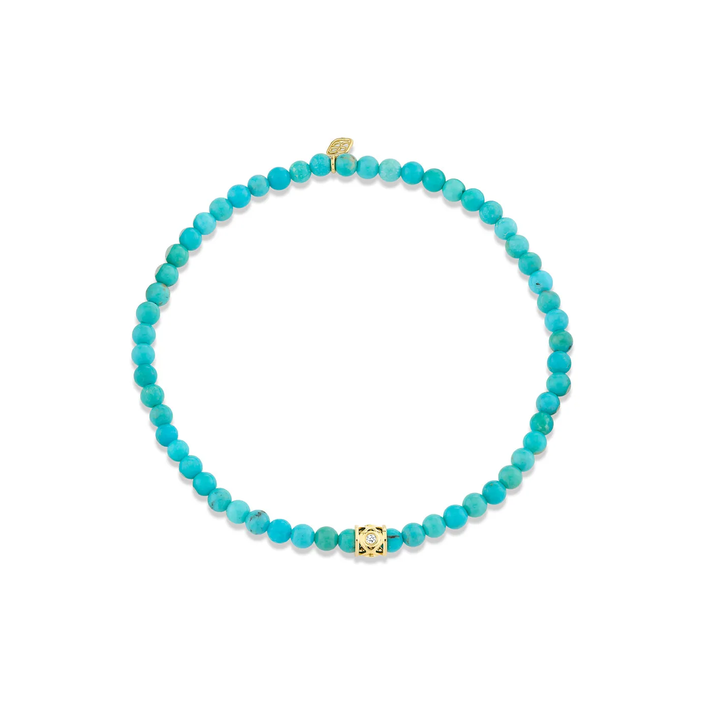 Gold & Diamond 4mm Bezel Fishnet Rondelle on Turquoise sold by Sydney Evan product image thumbnail 2