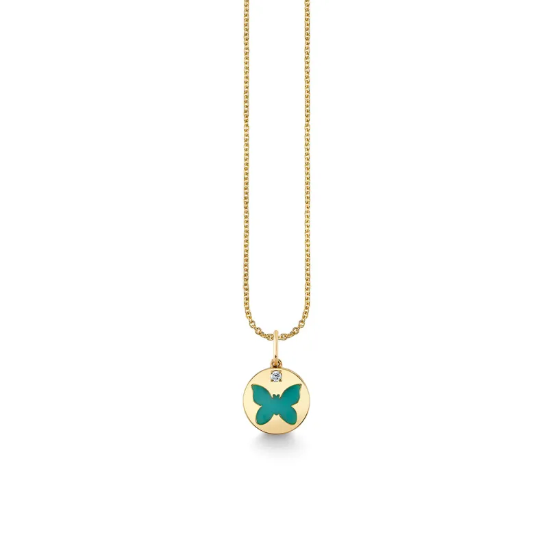 Gold & Diamond Turquoise Butterfly Inlay Charm made by Sydney Evan