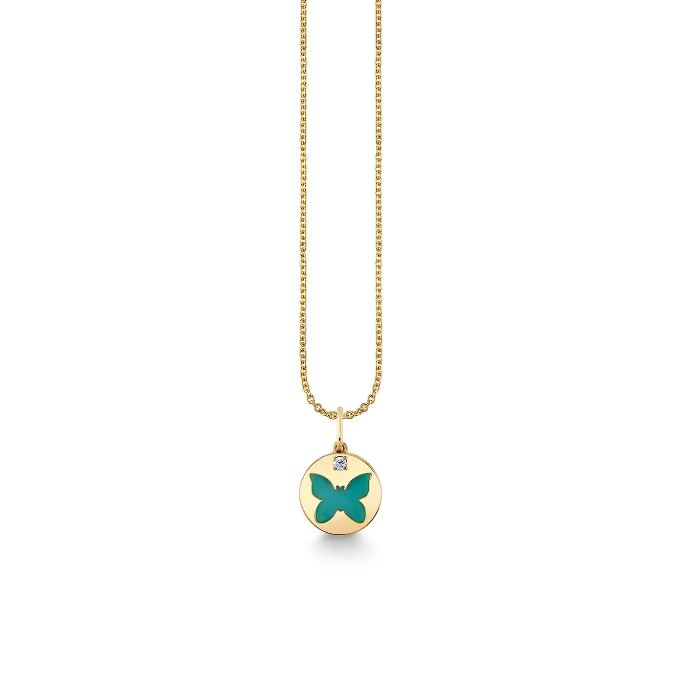 Gold & Diamond Turquoise Butterfly Inlay Charm sold by Sydney Evan