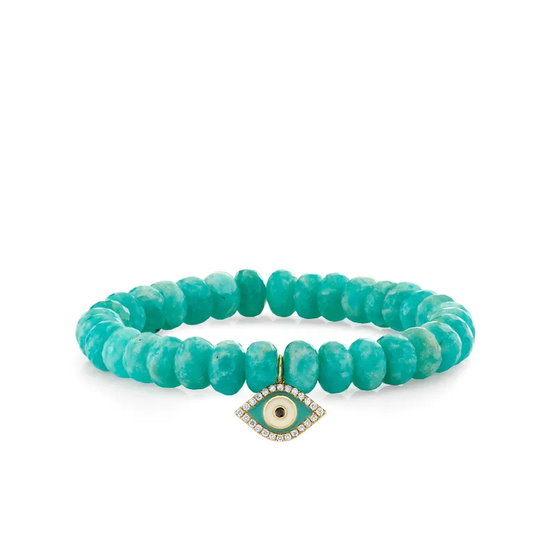 Gold & Diamond Protective Eye on Turquoise made by Sydney Evan