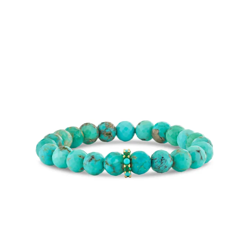 Gold & Diamond Large Cocktail Eternity Rondelle on Turquoise made by Sydney Evan