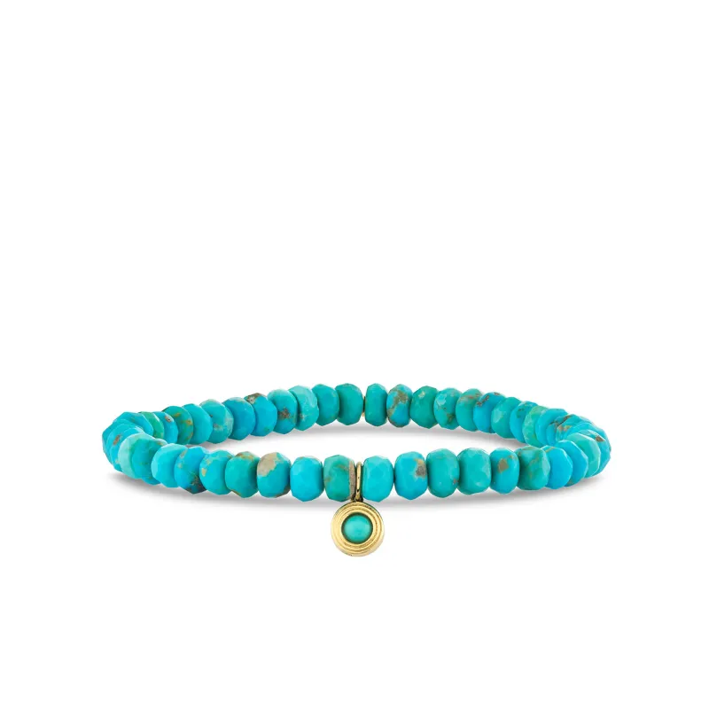Gold & Enamel Fluted Stone on Turquoise made by Sydney Evan