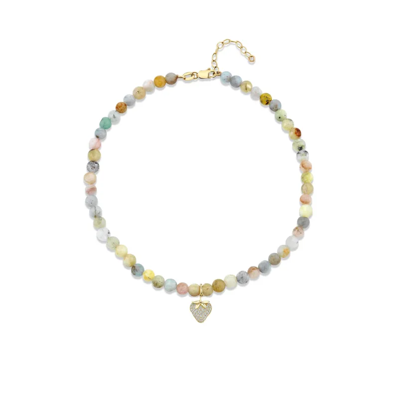 Gold & Diamond Strawberry Multi Morganite Anklet made by Sydney Evan