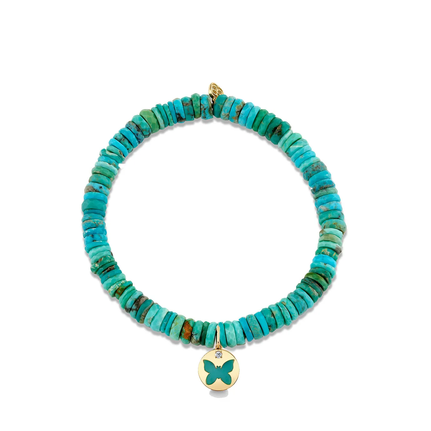Gold & Diamond Turquoise Stone Inlay Icon Butterfly on Turquoise sold by Sydney Evan product image thumbnail 2