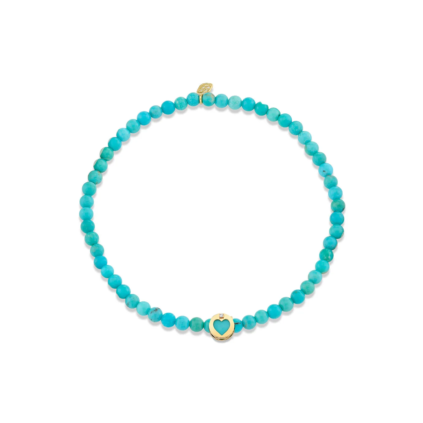 Gold & Diamond Turquoise Stone Inlay Icon Heart Bead on Turquoise sold by Sydney Evan product image thumbnail 2