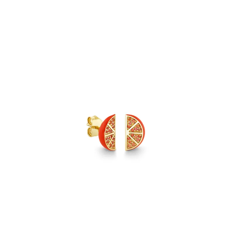 Gold & Orange Sapphire Orange Stud made by Sydney Evan