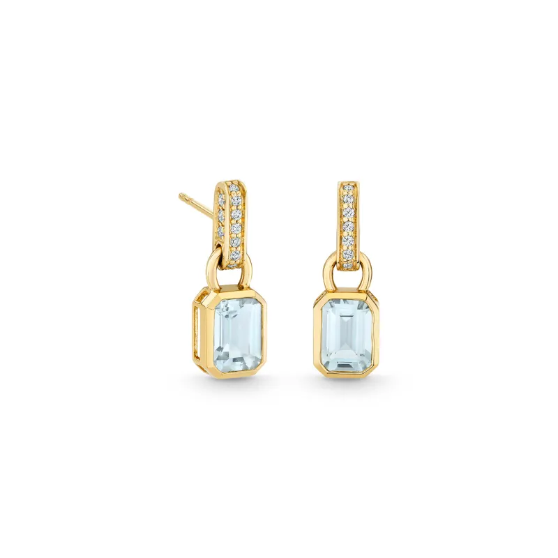 Gold & Diamond Aquamarine Earrings made by Sydney Evan