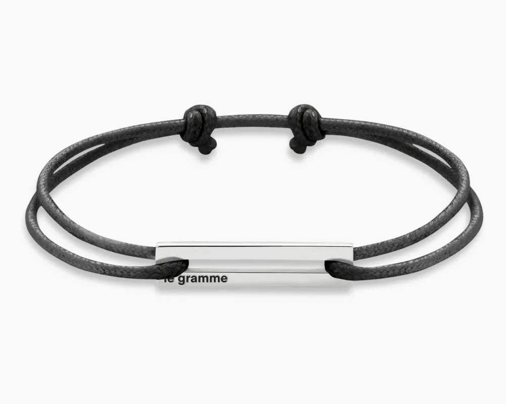 perforated black cord bracelet le 1.7g made by Le Gramme