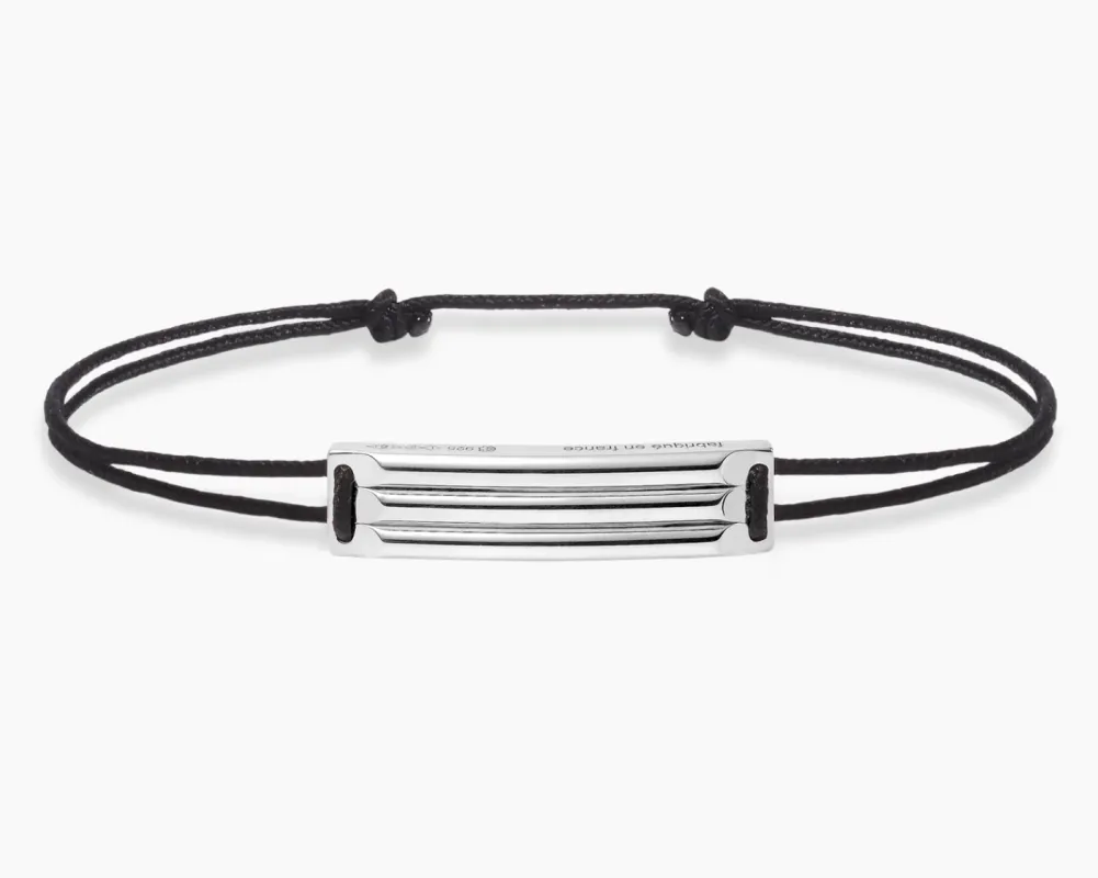 godron black cord bracelet le 5g made by Le Gramme