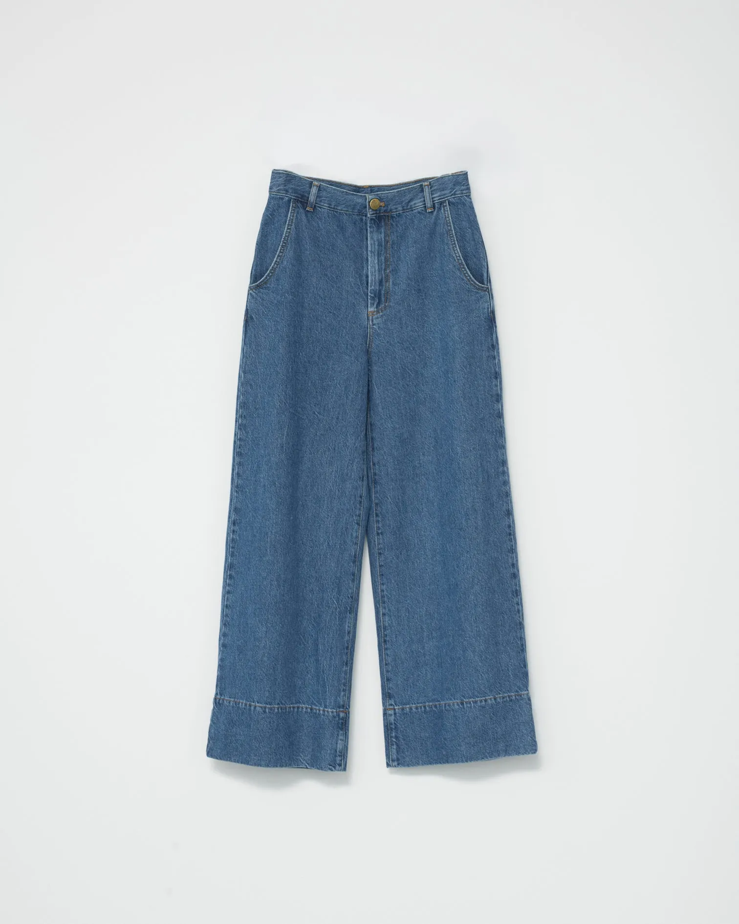 Hemp/cotton wide leg jeans sold by AF Agger