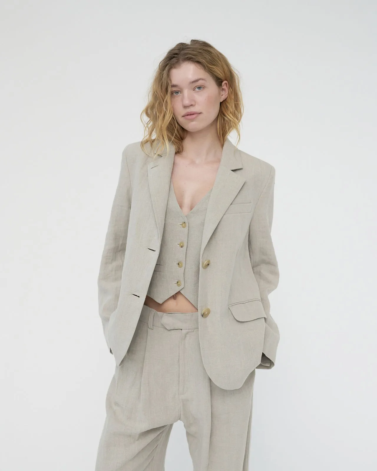 Linen Straight Blazer sold by AF Agger product image thumbnail 4