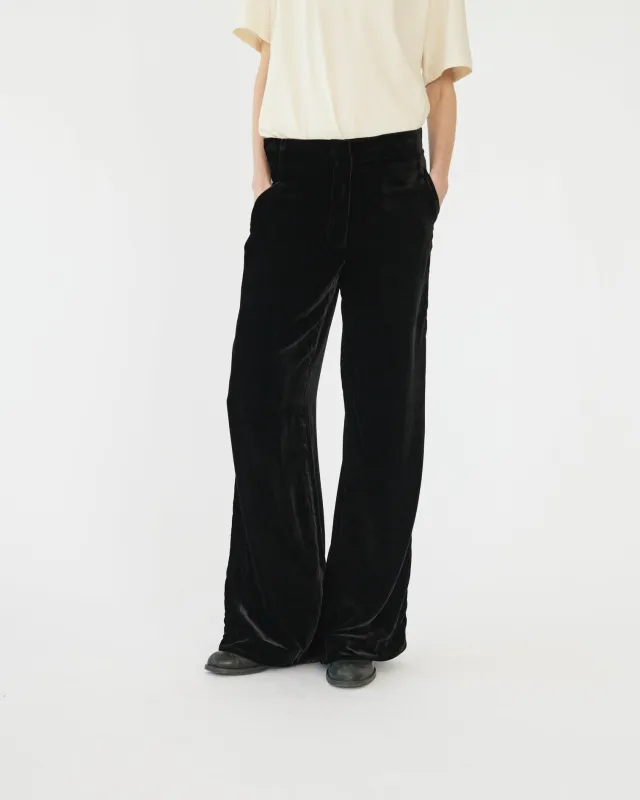Silk Velvet Flared Pants made by AF Agger