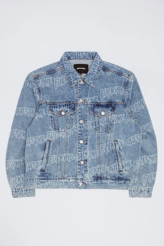 Lasered AOP Denim Jacket made by Fucking Awesome