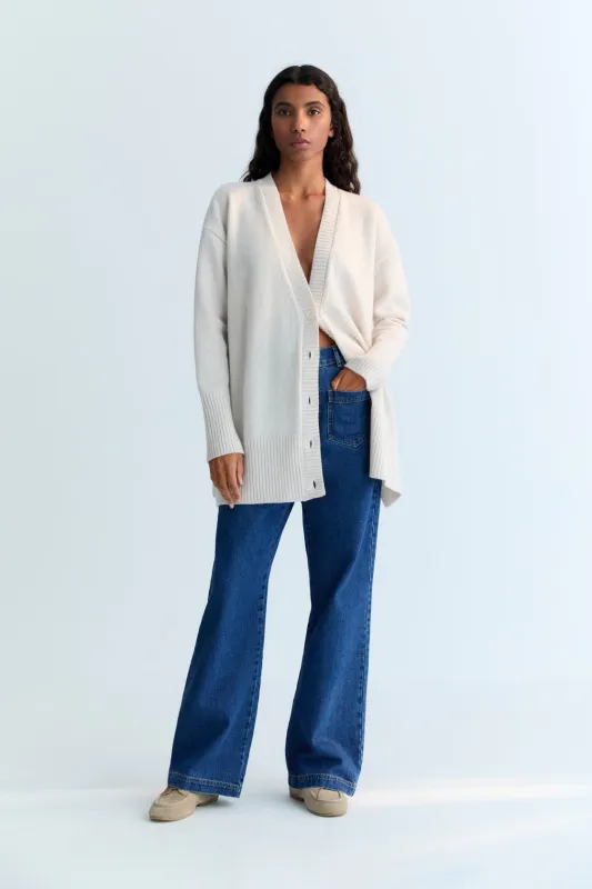 Agatha Woman Cardigan Moonlight White made by The New Society