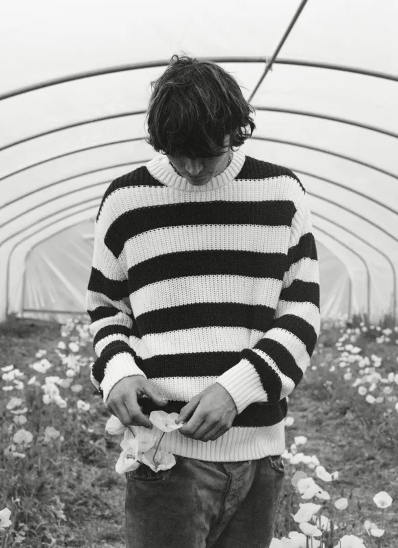Musa Men Jumper Summer Midnight Knit Stripes made by The New Society