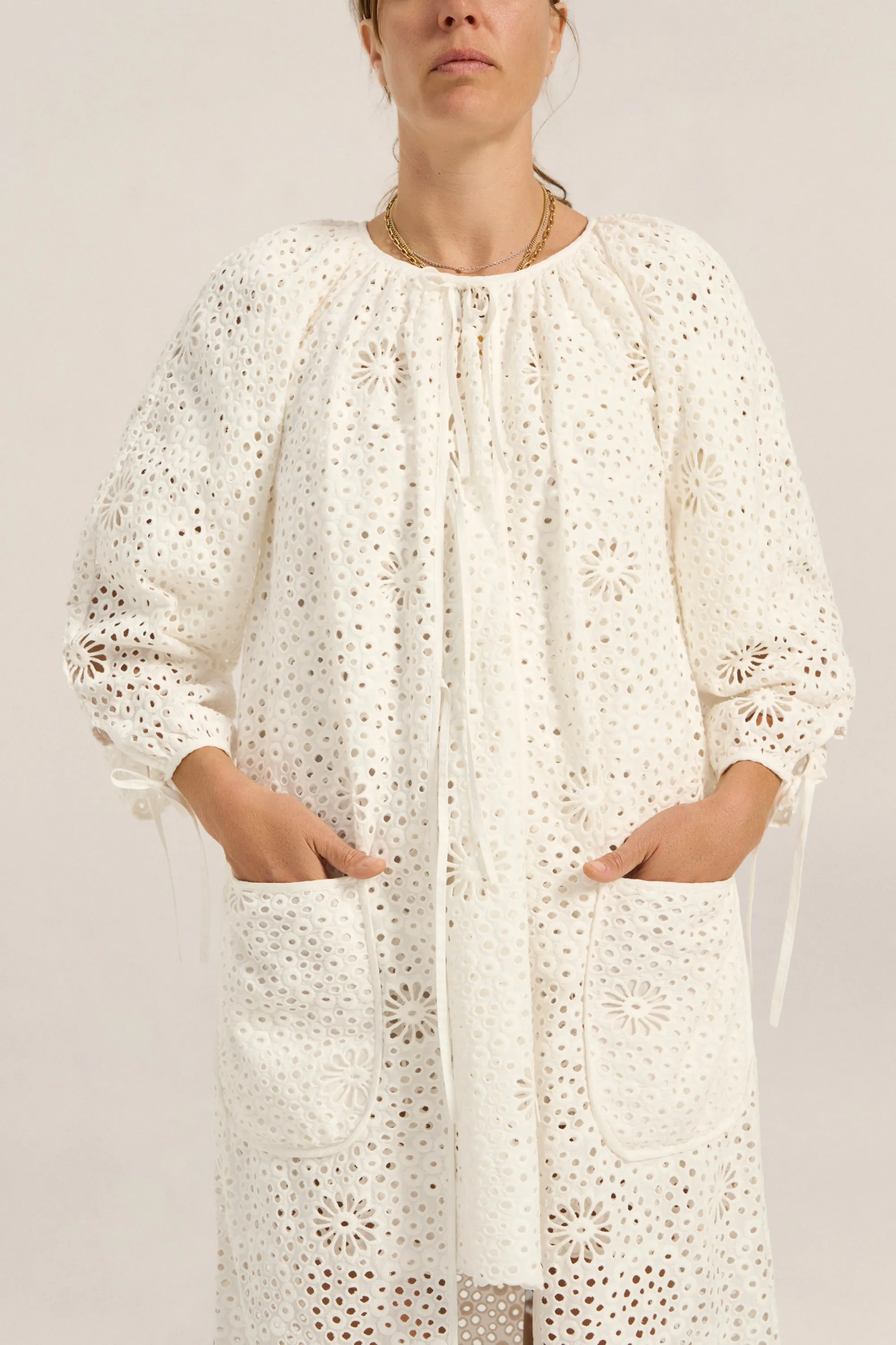 Delian White Eyelet Coat sold by ILIO NEMA product image thumbnail 5