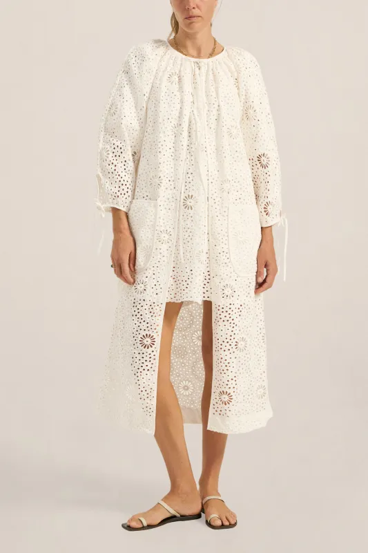 Delian White Eyelet Coat made by ILIO NEMA