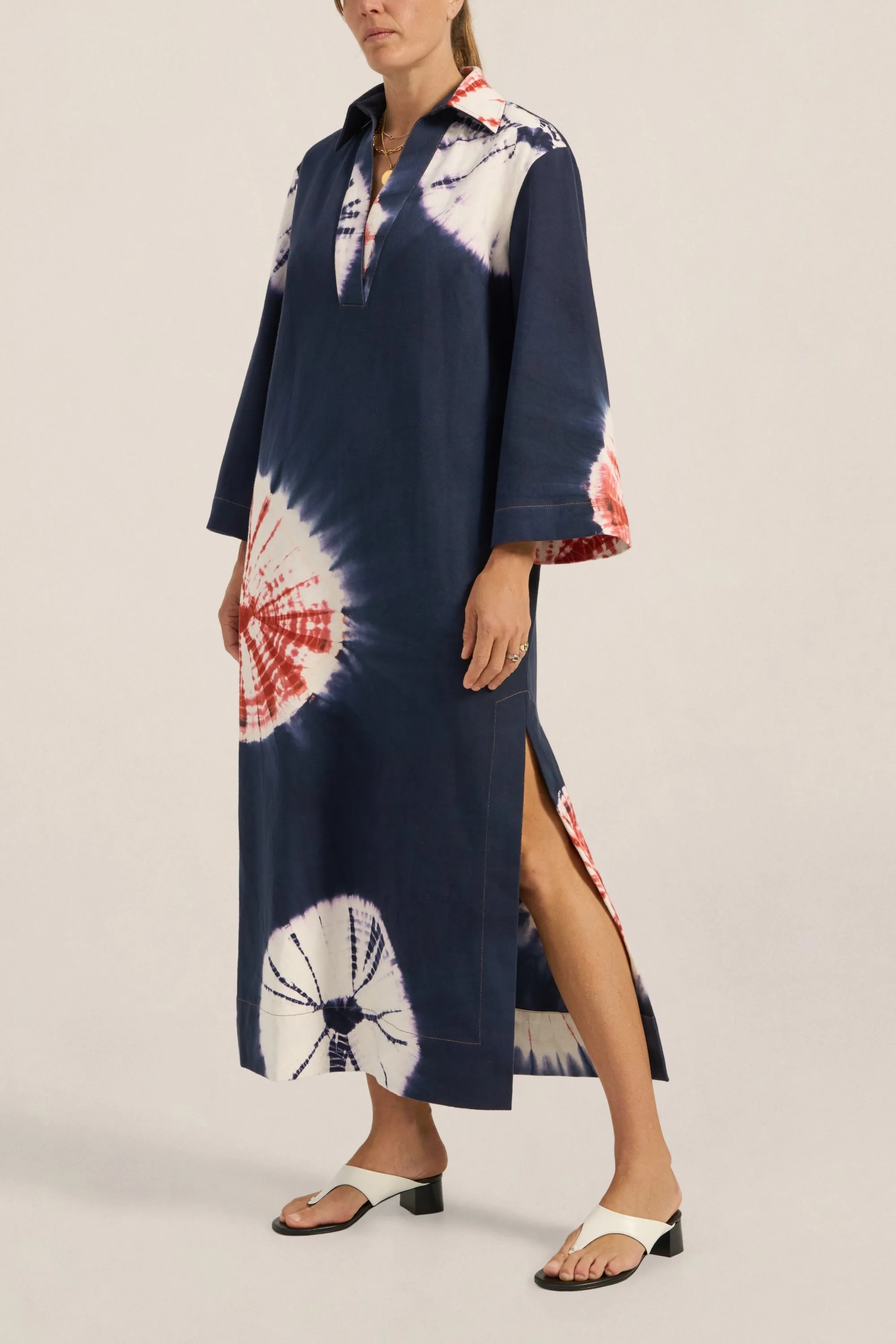Achilles Hand Tie-Dye Denim Caftan sold by ILIO NEMA