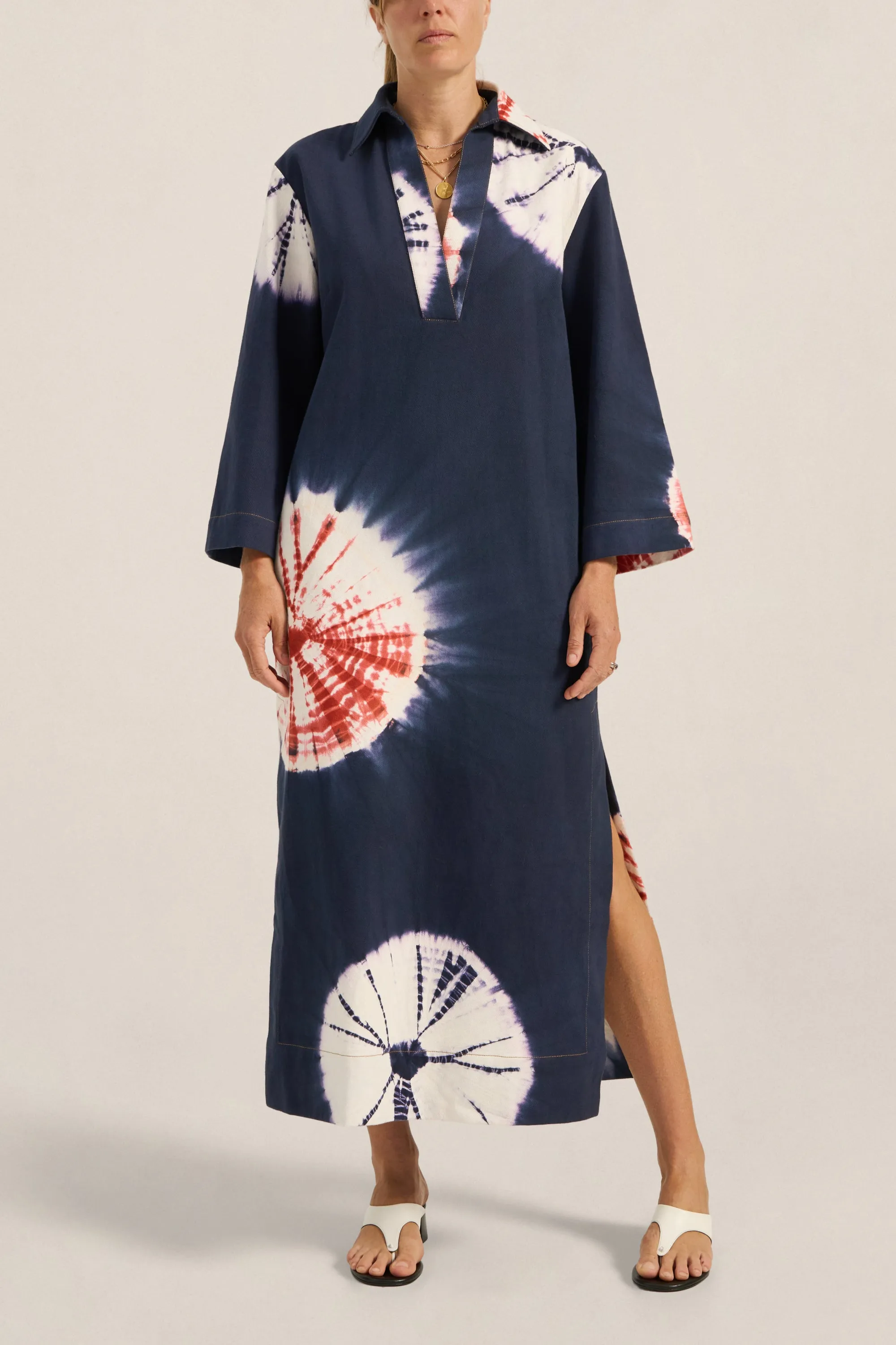 Achilles Hand Tie-Dye Denim Caftan sold by ILIO NEMA product image thumbnail 5
