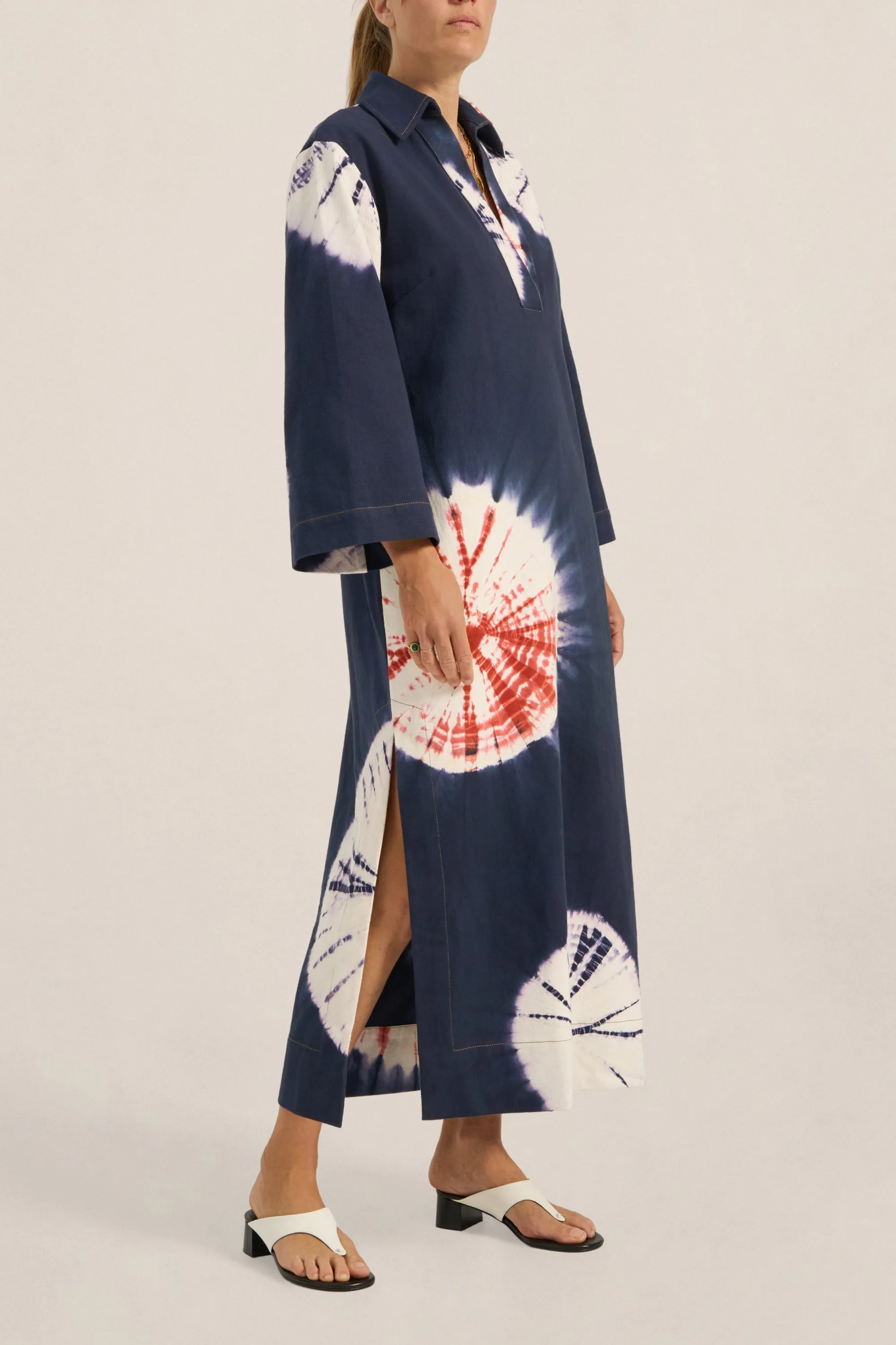 Achilles Hand Tie-Dye Denim Caftan sold by ILIO NEMA product image thumbnail 3