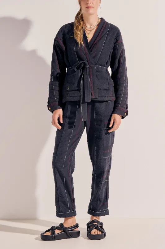 Cadmus Navy Boucle Stripe Pants made by ILIO NEMA