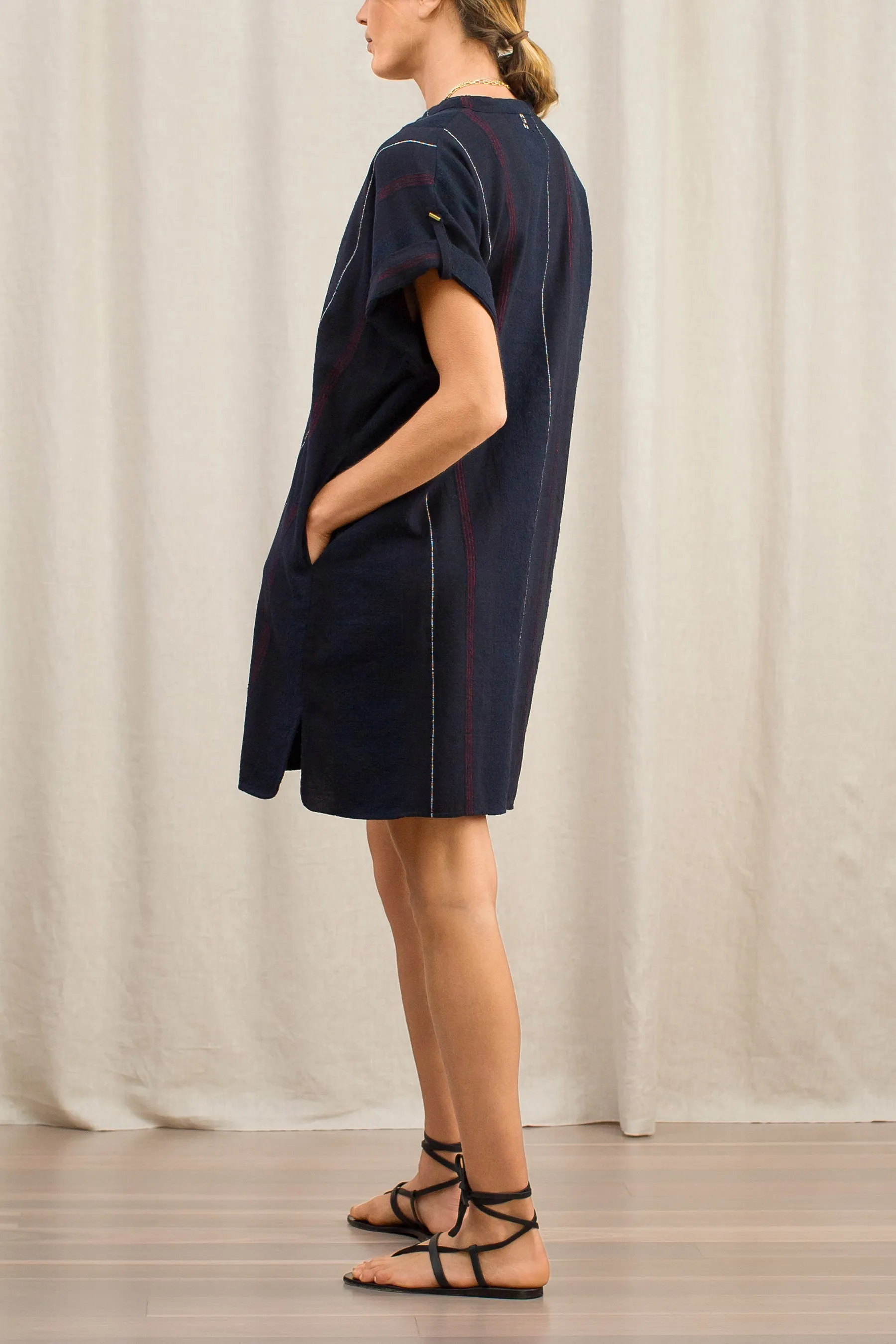 Athena Navy Boucle Stripe Tunic Dress sold by ILIO NEMA product image thumbnail 5