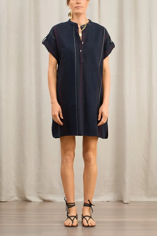 Athena Navy Boucle Stripe Tunic Dress made by ILIO NEMA