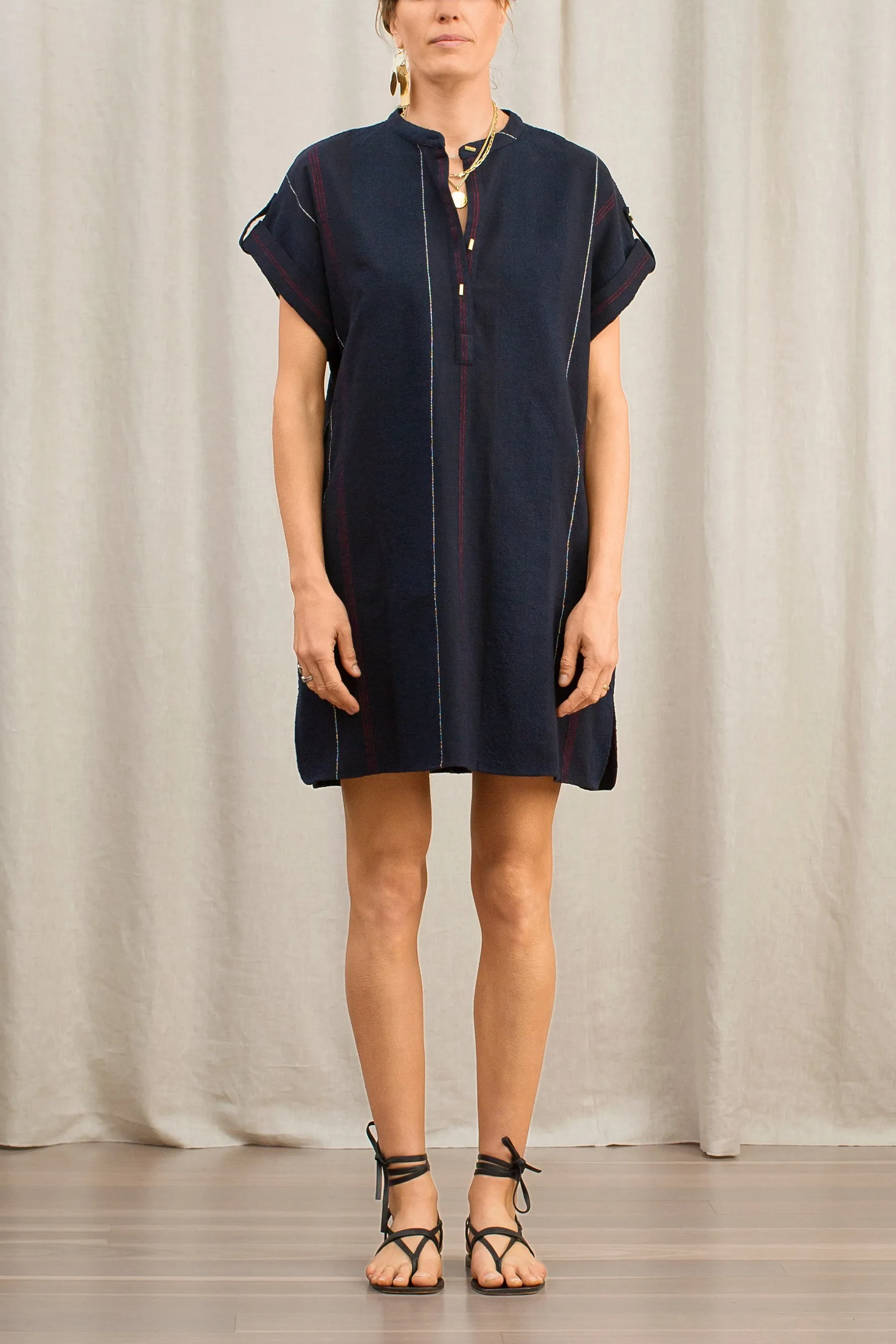 Athena Navy Boucle Stripe Tunic Dress sold by ILIO NEMA